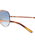 Dope Unisex Aviator Sunglasses Rose Gold Frames With Clear Gradient Blue Lenses 58mm side view on white background