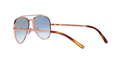 Dope Unisex Aviator Sunglasses Rose Gold Frames With Clear Gradient Blue Lenses 58mm side view on white background