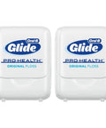 Oral B Glide Original Floss Two Pack 2 X 54.6 Yards Shred Resistant Silky Smooth Wax Coated in white packaging.