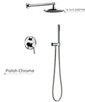 UMJIGF Shower System Polished Chrome Brass Luxury Mixer Shower Faucet Set with 16 Inch round shower head and handheld shower.