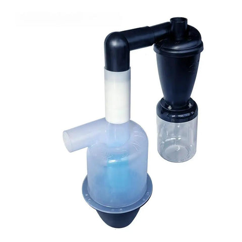 Heavy Duty Cyclone Dust Collector With Clear Turbo Separator For Woodworking Shop, transparent cyclone chamber and port.