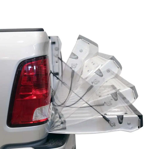 Heavy Duty Tailgate Assist Fits 2015 To Current Ford F150 showing hydraulic cushioning and tailgate movement.