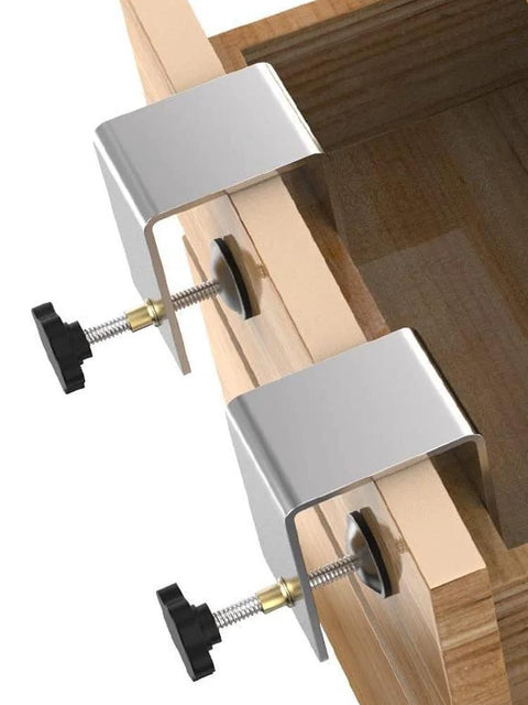 Heavy Duty Drawer Front Clamps Set Black Stainless Steel C Clamps For Woodworking Dual End Fixing Clips holding drawer front
