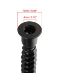 Close-up of Heavy Duty Furniture Confirmat Wood Screws 7x69mm Hex Socket Self Tapping Connectors with measurements
