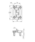 Technical drawing of Beefy Door Hinge Kit For Distribution Cabinet And Control Box Enclosures Includes Screw Rod And Fitting Hardware