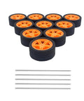 10 Piece Model Car Wheel Set With Rubber Tires And Five Round Shaft Axles For DIY RC Cars Trucks Robots And Helicopters In Bright Yellow