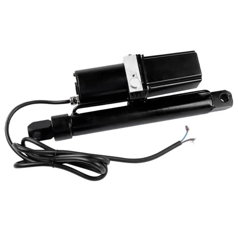 Heavy Duty Electric Linear Actuator With 12V DC Hydraulic Motor Delivering 2300 Lbs Push Power For Beefy Lift Tables, black design.
