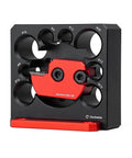 Heavy Duty Aluminum Adjustable Drill Dowel Jig With Carbide Cutter Bit For Sweet Round Profiles And Zero Hassle Woodshop Projects Quick Turn Knobs Covering Eight Through Twenty Millimeters image showing jig with holes for various dowel sizes.