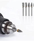 Ten Piece Pro Grade Tungsten Carbide Double Cut Rotary Burr Set With 3 Mm Shank And 6 Mm Head for metalwork and polishing