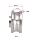 Side view of SG15 Deep U Groove Ball Track Guide Bearing, 5mm x 17mm x 8mm, double sealed chrome steel for precision machinery.