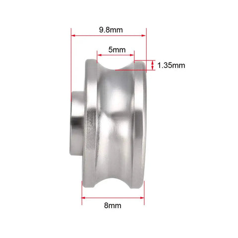 Side view of SG15 Deep U Groove Ball Track Guide Bearing, 5mm x 17mm x 8mm, double sealed chrome steel for precision machinery.