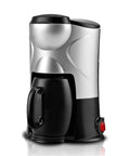 Compact Bean To Cup Coffee Machine With Automatic Milk Frother, silver and black design, single serve, efficient for lattes and cappuccinos.