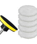 Pro Wool Polishing Pad Kit For Auto Detailing And Waxing Includes Five 3.92 Inch Buffing Pads With Hook And Loop Backing One 2.85 Inch