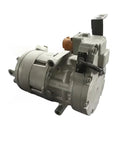Badass Heavy Duty Electric AC Compressor For Sweet Ride Performance With Slick 110 Millimeter Pulley Four Five Groove Reliable Twelve Volt Power Supply Rock Solid Durability Premium Auto Parts Replacement - close-up view of compressor unit.