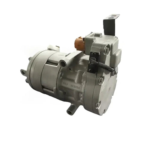 Badass Heavy Duty Electric AC Compressor For Sweet Ride Performance With Slick 110 Millimeter Pulley Four Five Groove Reliable Twelve Volt Power Supply Rock Solid Durability Premium Auto Parts Replacement - close-up view of compressor unit.