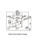 Beefy Sliding Stage Travel Z Axis Motion Table With SFU1605 Ball Screw And HGR20 Linear Guides Nema24 Nema32 Compatible 200 mm stroke, 60/80 servo motor flange diagram