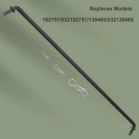 Beefed Up Front Axle Tie Rod Replacement For Lawn Mower That Fits Craftsman Poulan And Husqvarna Models 192757 532192757 130465 532130465 LT1000 Series Durable Steel Link For Reliable Steering On Your Mower, black steel rod with 3 cotter pins