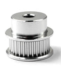 Heavy Duty Aluminum Timing Belt Pulley Featuring 30 Badass Teeth And An 8mm Bore Sized Perfectly For 6mm Width Belts Includes Pack Of 6 Plus Wrench For Hella Smooth 3D Printer Cnc Maker Rig Upgrades, close-up view.