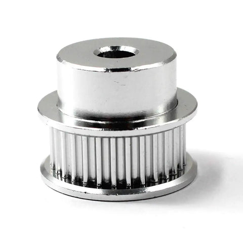 Heavy Duty Aluminum Timing Belt Pulley Featuring 30 Badass Teeth And An 8mm Bore Sized Perfectly For 6mm Width Belts Includes Pack Of 6 Plus Wrench For Hella Smooth 3D Printer Cnc Maker Rig Upgrades, close-up view.
