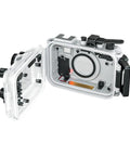 Open view of Underwater Camera Housing For Olympus Tough TG7 60m 195ft Waterproof Dope Scuba Case Durable Polycarbonate Shell
