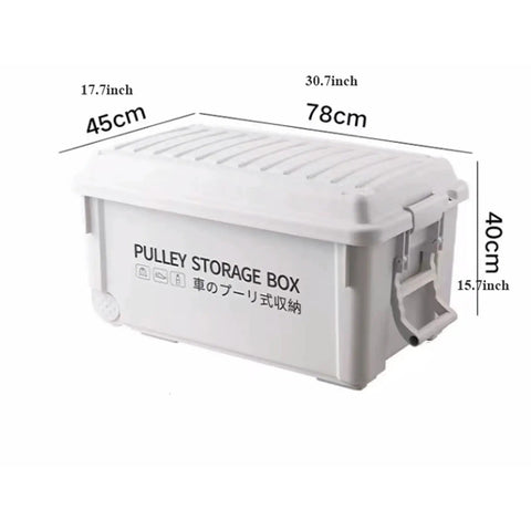 Heavy Duty Rolling Bin With Secure Lid And Easy Roll Casters, Stackable Outdoor Camp Organizer, car trunk storage box dimensions