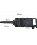 No Fuss One Inch Drive Pneumatic Impact Wrench Tough As Nails Heavy Duty Air Ratchet showing dimensions 660mm x 225mm.