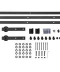 Heavy Duty Dual Deck Sliding Barn Door Kit With Silent Rollers And Track System for interior doors, 2.44m carbon steel parts