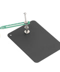 Pro Grade Aluminum Alloy Fixed Test Probe With Base Plate And 360 Degree Rotating Arm Adjustable Height For Precise PCB IC Soldering Handy Soldering Jig For Quick IC Alignment And Steady Fixation shown with compact design.