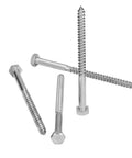 Beefy Stainless Steel Wood Hex Lag Self Tapping Screws M8x120MM with integrated design shown in various angles
