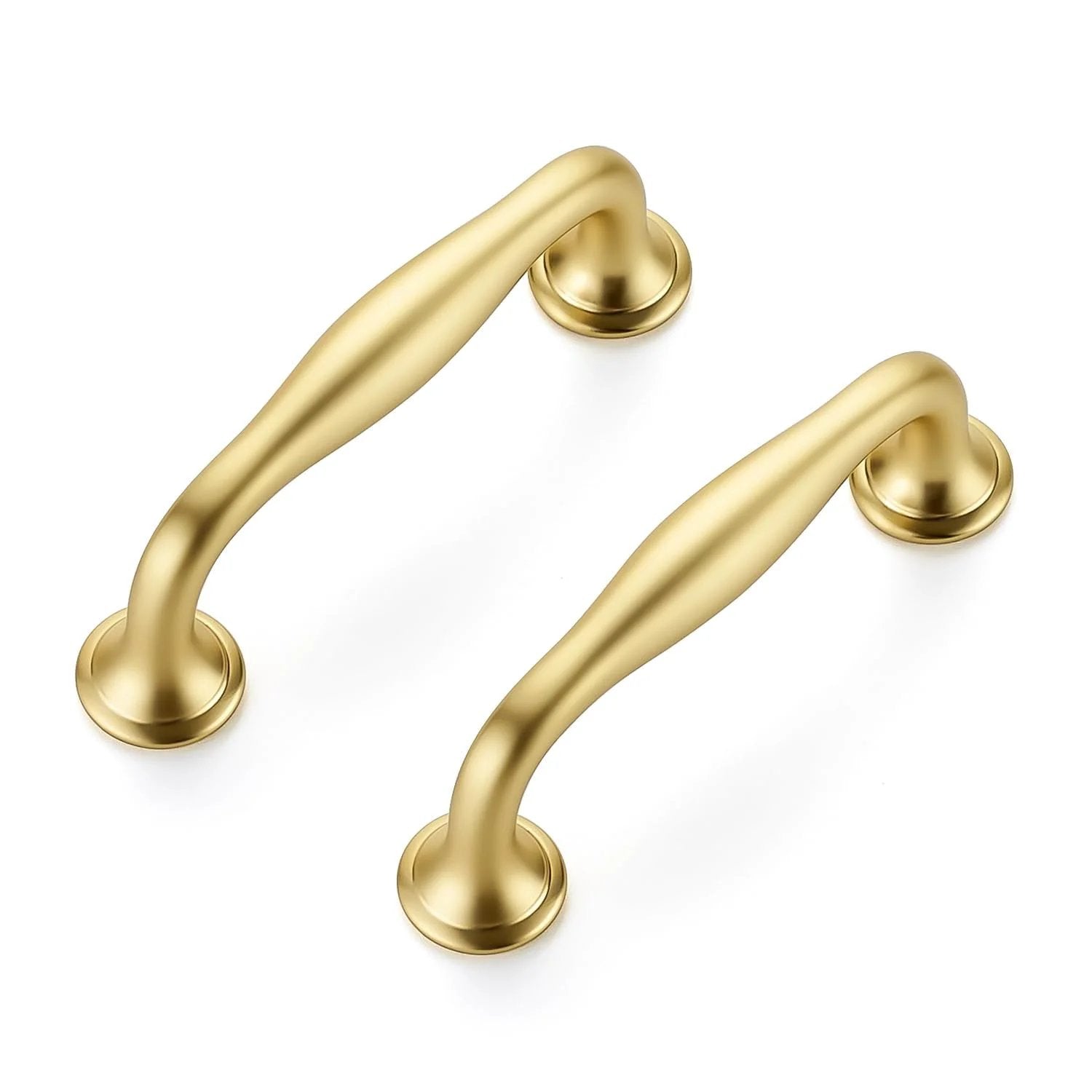 Brushed Brass 3 Inch Cabinet Handles Set Of 10 In Solid Zinc Alloy For