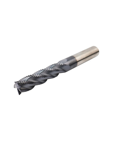 Three Pack Half Inch Carbide Roughing End Mills For Steel With Four Flutes 35 Degree Helix Nano Coated ALCrSiN CNC Router Bits