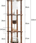 Top Shelf Stainless Steel Cold Brew Dripper With Heavy Duty Premium Borosilicate Glass displayed with dimensions and setup.
