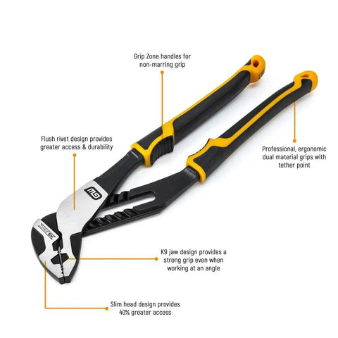 Pitbull Dual Material Pliers Set Six Piece with high leverage and cross hatched jaw design with ergonomic handles on white background