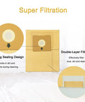 10 Pack Replacement Vacuum Bags For Zing Canister Vacuums Compatible With 4122 4122D 2154A 2154W, showing O-ring and double-layer design.