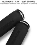 Lock On No Slip Bike Handlebar Grips With Sweat Wicking Foam for Mountain MTB BMX and Folding Bikes, black high-density sponge.