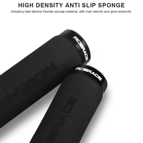 Lock On No Slip Bike Handlebar Grips With Sweat Wicking Foam for Mountain MTB BMX and Folding Bikes, black high-density sponge.