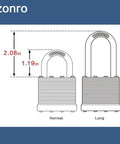 Illustration of Heavy Duty Laminated Steel Padlock Set With Keyed Alike Locks That Are Tough As Nails, 1 9/16 Inch Wide Body, Long Shackle.