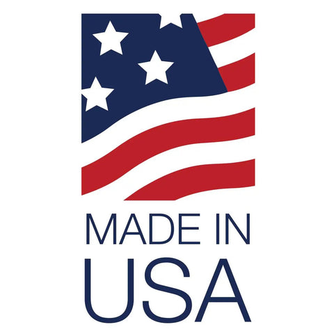 Made in USA logo with red and blue stripes and white stars, symbolizing quality and craftsmanship in Micro Adjustable Miter Fence Stop System With Combo Track And Quick Flip Stops To Nail Your Cuts On Any Miter Saw Made In Usa Zero Hassle Precision Setup.