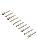 Various bits from 20 Piece Diamond Burrs Set With One Quarter Inch Shank 120 Grit Diamond Carving Bits For Grinding Carving And Deburring