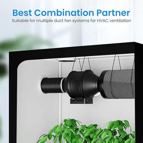 Beefed Up 10 Inch Dryer Vent Hose 25 Feet Flexible Aluminum Duct for HVAC ventilation in grow tent setup with plants visible