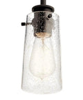 Braelyn 8.5 Inch One Light Mini Pendant With Clear Seeded Glass And Classic Pewter Finish, industrial lighting for kitchen island
