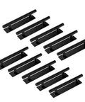 10 Pack Self Stick Push Pull Helper ABS Plastic Wardrobe Handles in black, lined up on a white background, ideal for cabinets and drawers.