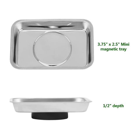 Flexible Magnetic Pickup Tool Kit 4 Pc with 25 Inch Bendable Grabber and 2lb Strength magnetic mini parts tray top view