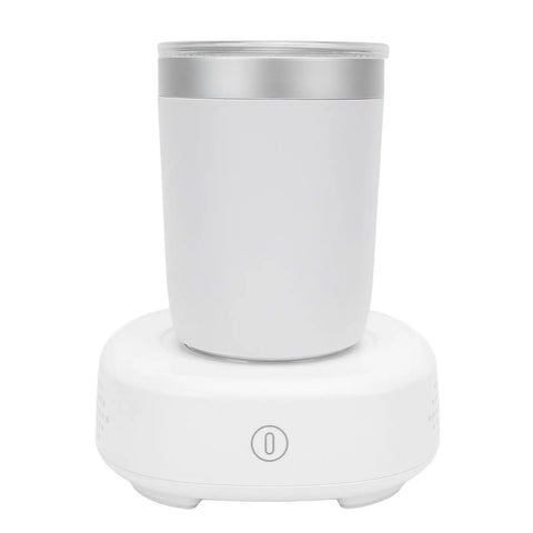 Smart Cooling And Heating Coffee Cup With Precision Temp Control Urban Hustle Essential 380 ml white mug on base.