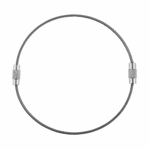 Single stainless steel wire key ring cable from 25-pack, 4.6 inch loop for travel luggage tags, keys, dog tags, heavy-duty braided wire.