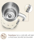 Top view of Retro 50s Style Milk Frother with Induction Heating and Removable Jug Pro Grade Foam for Hot or Cold Froth