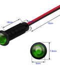 Ten Pack Green LED Indicator Pilot Lights For Panel Mount 12 To 24V AC DC With 6 Millimeter Hole Size Plastic Indicator Lamps For Power Status Signals And Telecom Equipment, 6mm