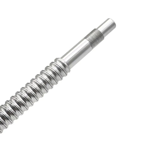 Close-up of SFU3205 Ball Screw With Single Nut 32mm Diameter 5mm Lead Right Hand Thread End Machined for Linear Motion Rails