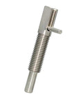 Heavy Duty Stainless Steel Retractable Indexing Plunger Pin with Smooth Acting L Handle, showing M10 threads for precise positioning.