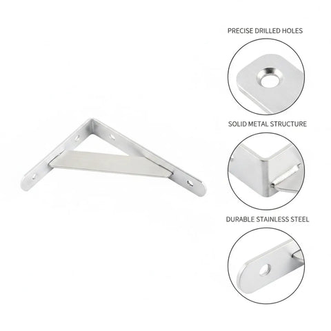 Stainless Steel L Shaped Wall Bracket Heavy Duty Shelf Support For Garage Kitchen And Bathroom Storage Organization Ultra Rugged